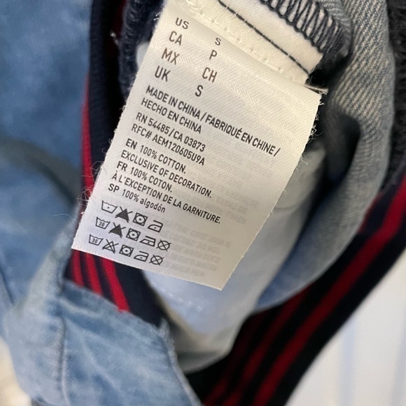 American Eagle | Retro Style Denim Cotton Bomber Jean Denim Jacket - Picture 7 of 11